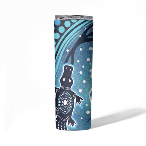 Aboriginal Dots Art Painting with Platypus Skinny Tumbler No 1