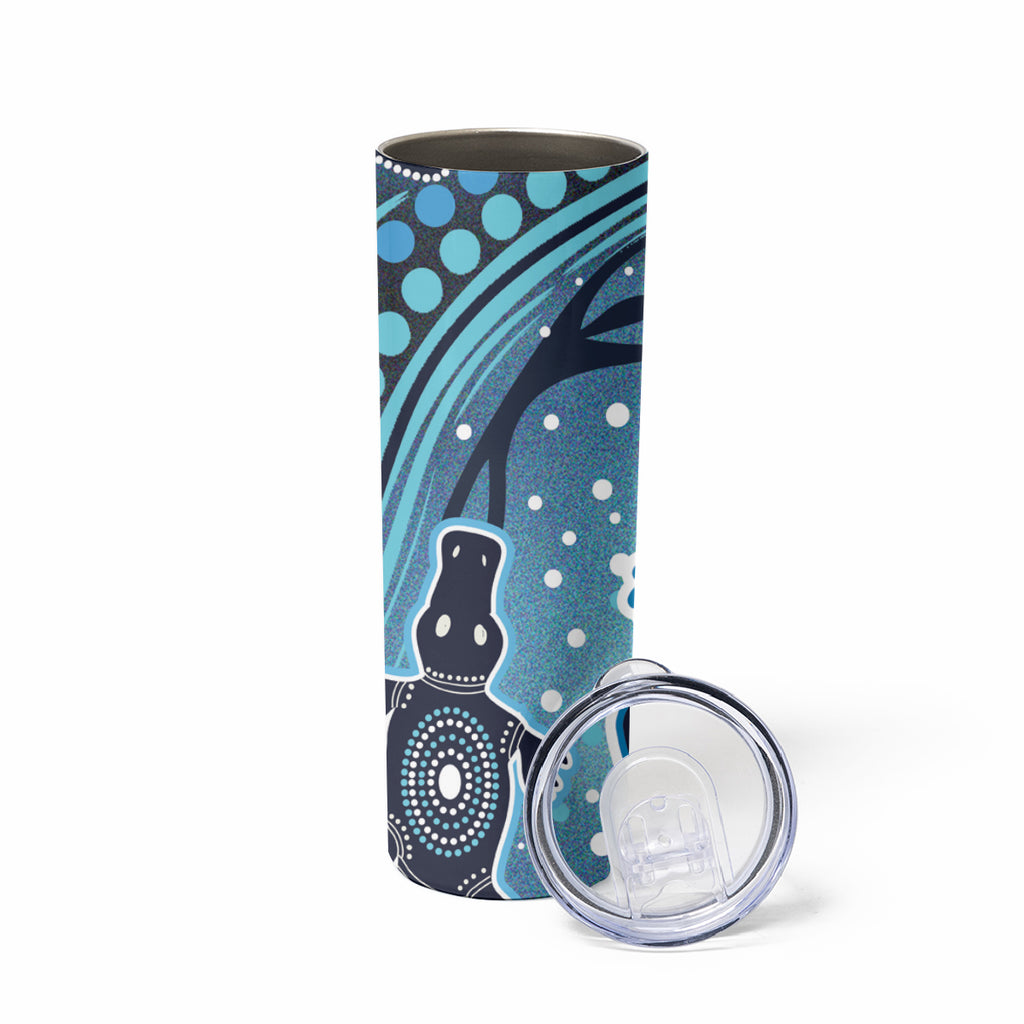 Aboriginal Dots Art Painting with Platypus Skinny Tumbler No 1