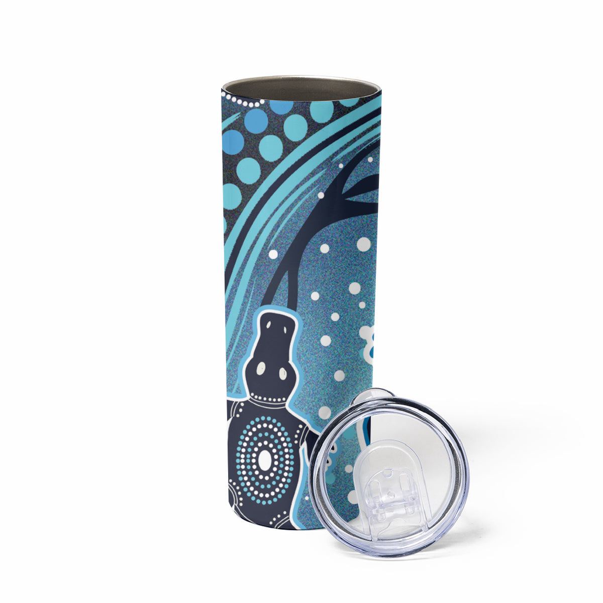 Aboriginal Dots Art Painting with Platypus Skinny Tumbler No 1