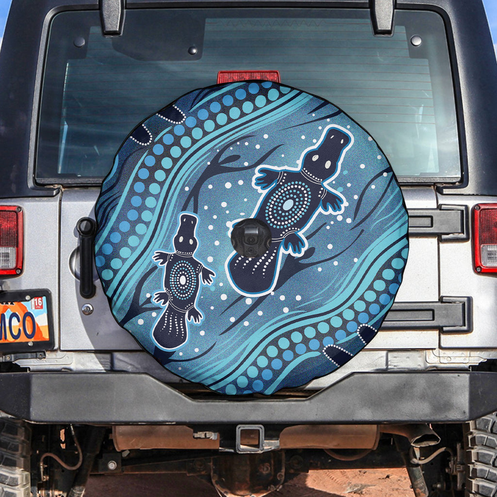 Aboriginal Dots Art Painting with Platypus Spare Tire Cover No 1