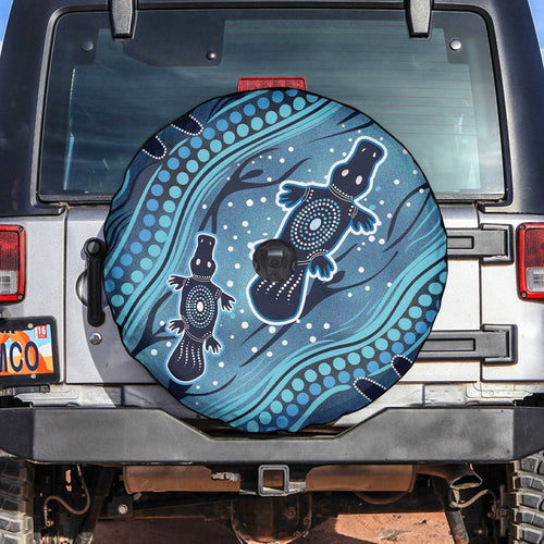 Aboriginal Dots Art Painting with Platypus Spare Tire Cover No 1