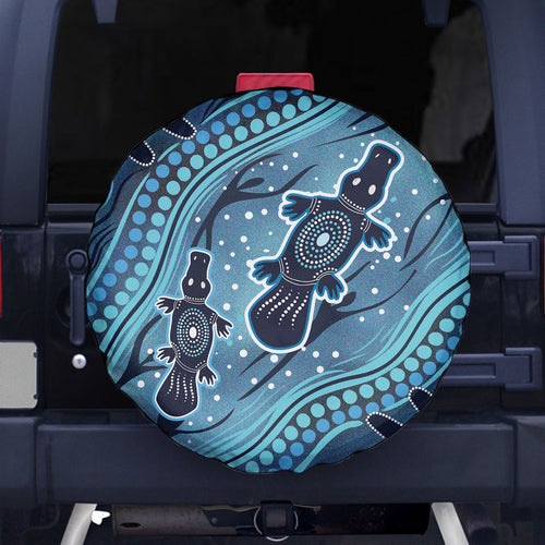 Aboriginal Dots Art Painting with Platypus Spare Tire Cover No 1