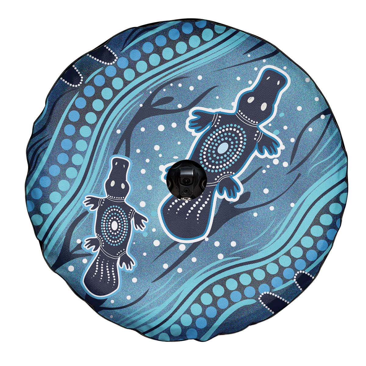 Aboriginal Dots Art Painting with Platypus Spare Tire Cover No 1