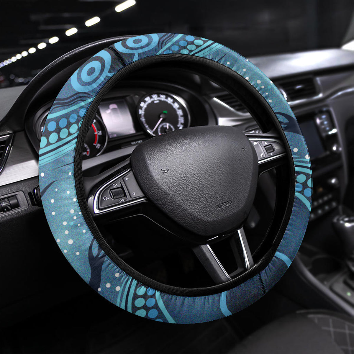 Aboriginal Dots Art Painting with Platypus Steering Wheel Cover No 1