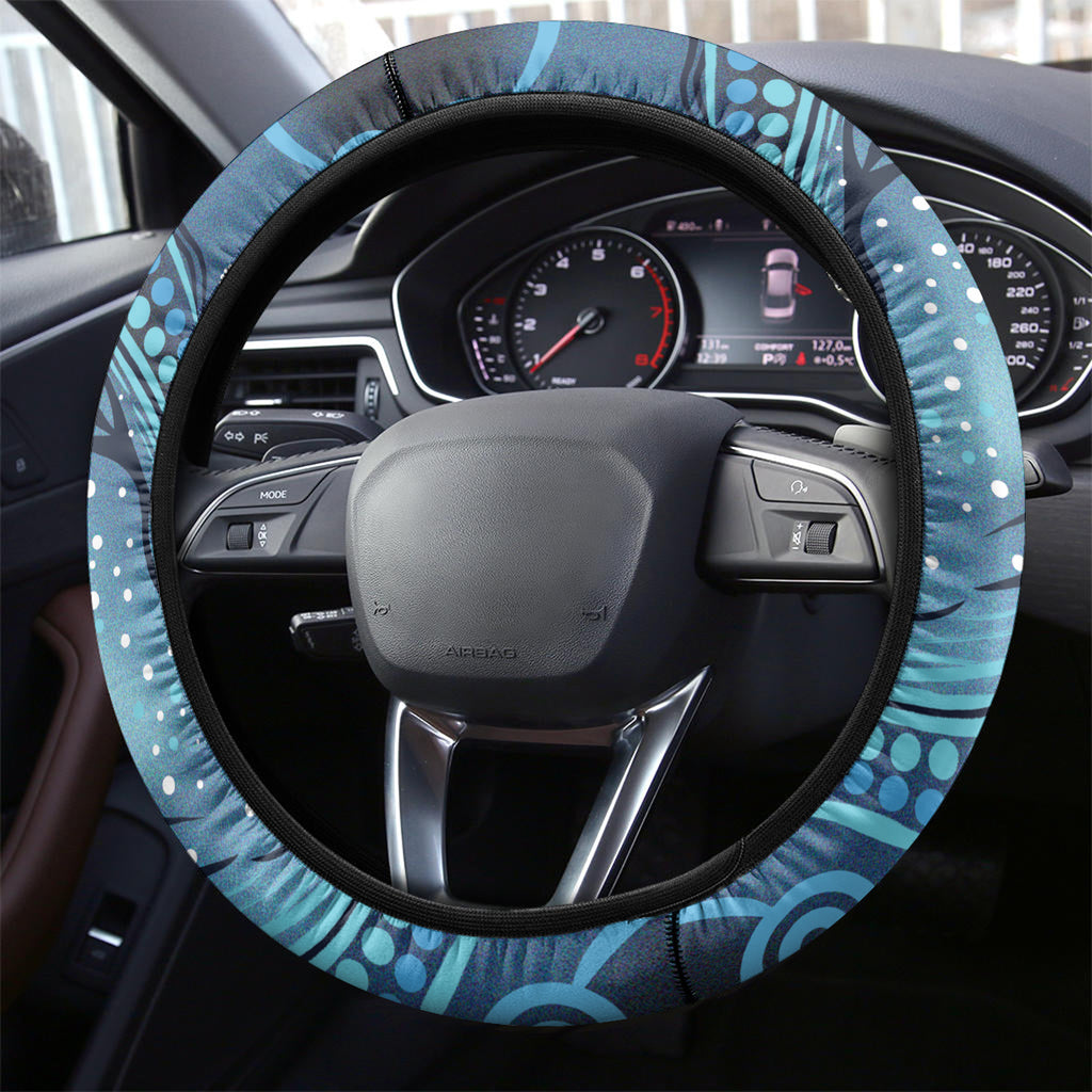 Aboriginal Dots Art Painting with Platypus Steering Wheel Cover No 1