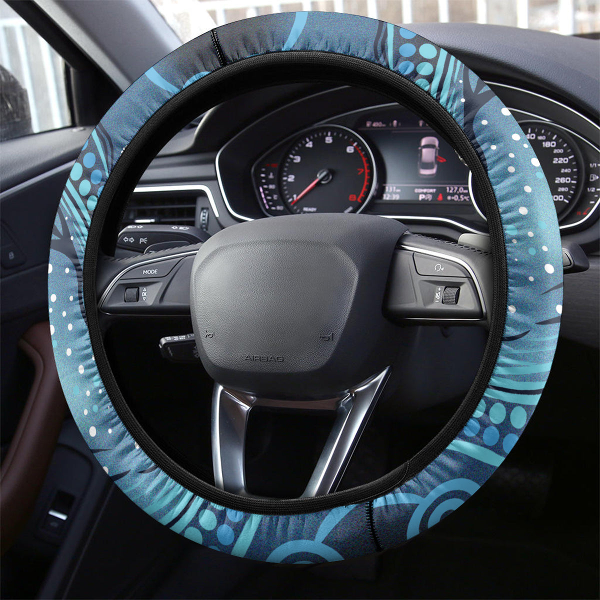 Aboriginal Dots Art Painting with Platypus Steering Wheel Cover No 1