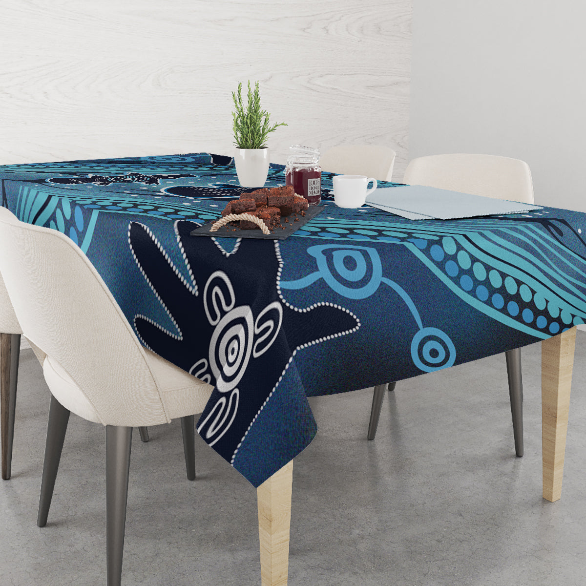 Aboriginal Dots Art Painting with Platypus Tablecloth No 1