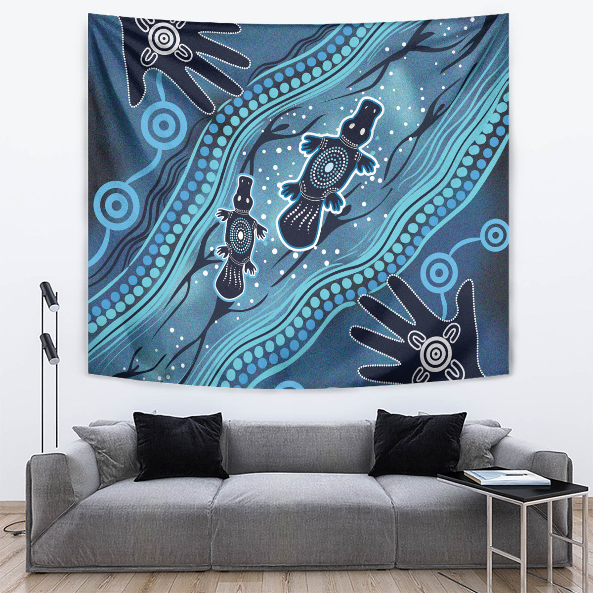 Aboriginal Dots Art Painting with Platypus Tapestry No 1