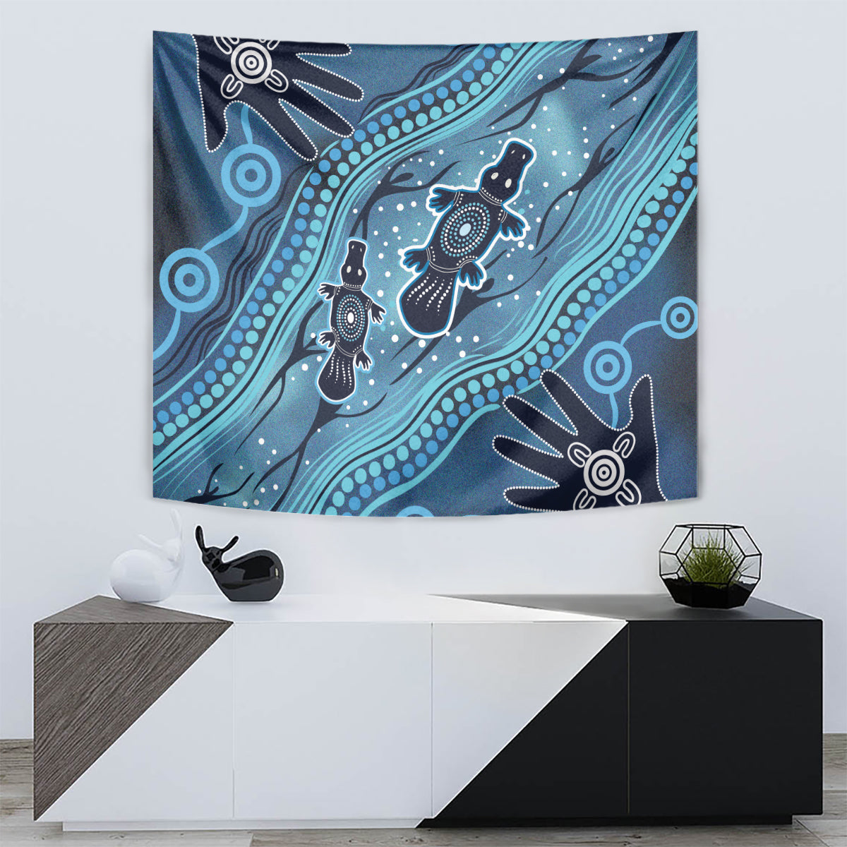 Aboriginal Dots Art Painting with Platypus Tapestry No 1