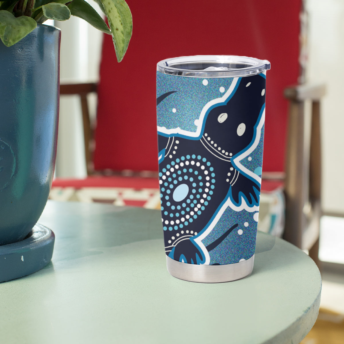 Aboriginal Dots Art Painting with Platypus Tumbler Cup No 1