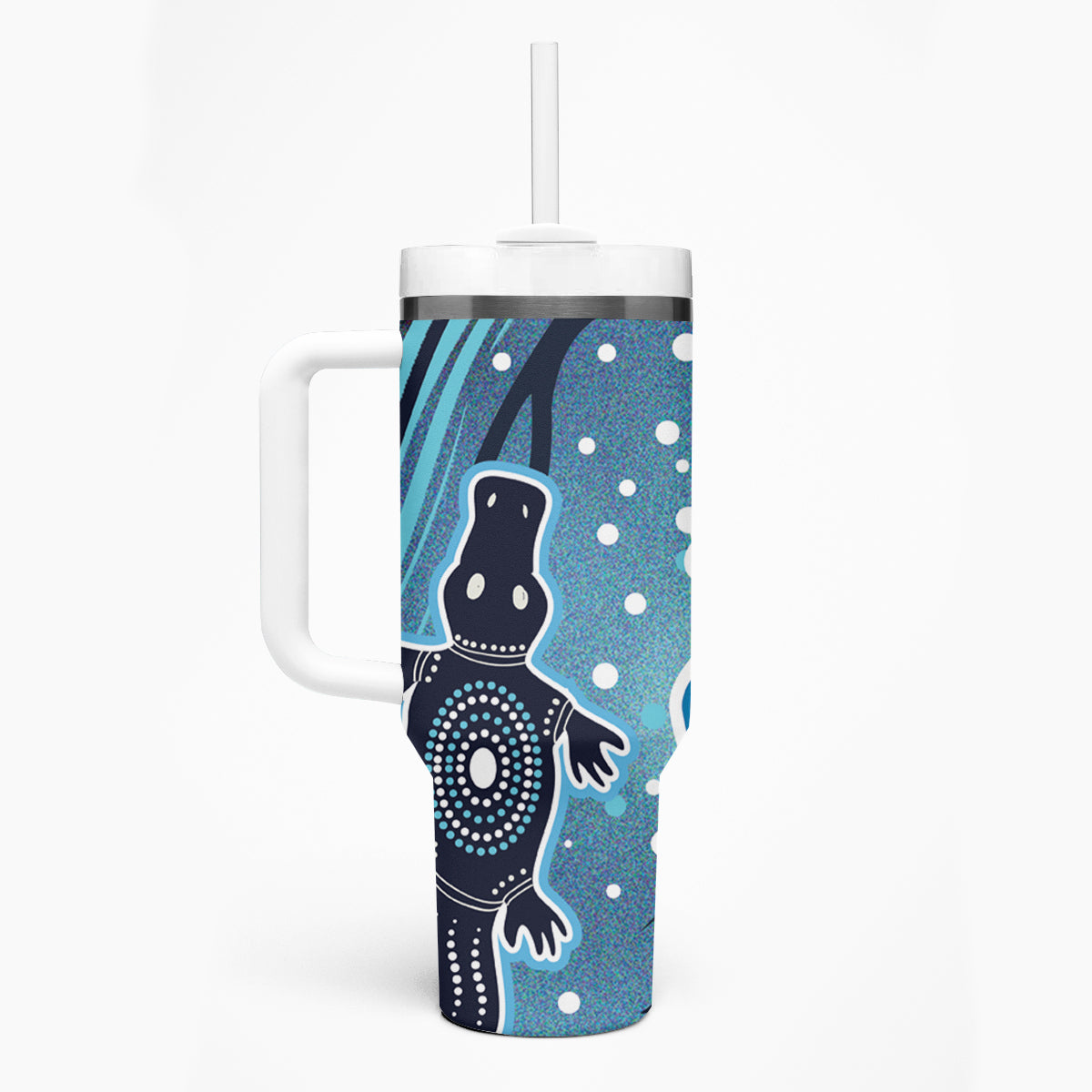 Aboriginal Dots Art Painting with Platypus Tumbler With Handle No 1