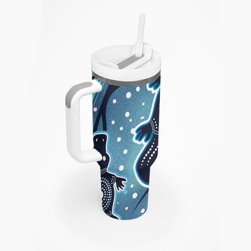 Aboriginal Dots Art Painting with Platypus Tumbler With Handle No 1