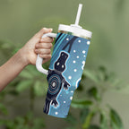 Aboriginal Dots Art Painting with Platypus Tumbler With Handle No 1