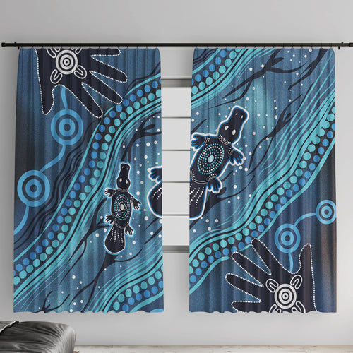Aboriginal Dots Art Painting with Platypus Window Curtain No 1