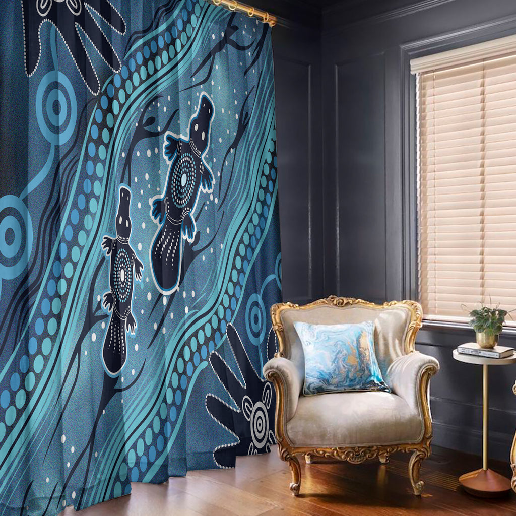 Aboriginal Dots Art Painting with Platypus Window Curtain No 1
