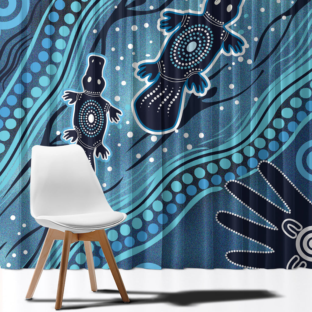 Aboriginal Dots Art Painting with Platypus Window Curtain No 1