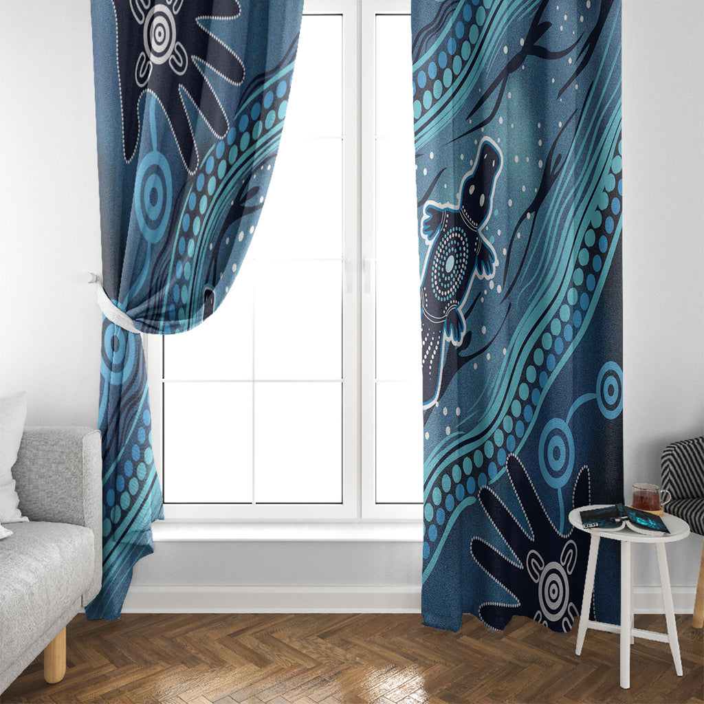 Aboriginal Dots Art Painting with Platypus Window Curtain No 1