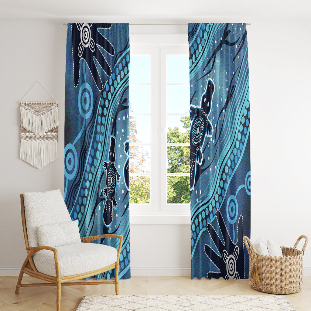 Aboriginal Dots Art Painting with Platypus Window Curtain No 1