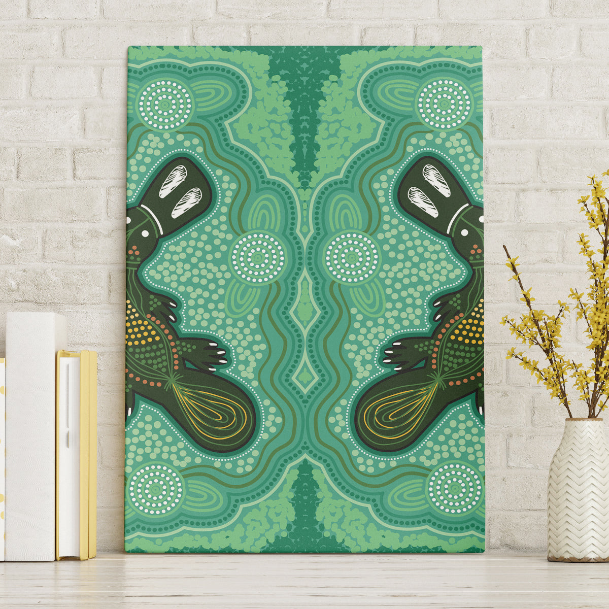 Aboriginal Dots Art Painting with Platypus Canvas Wall Art No 2