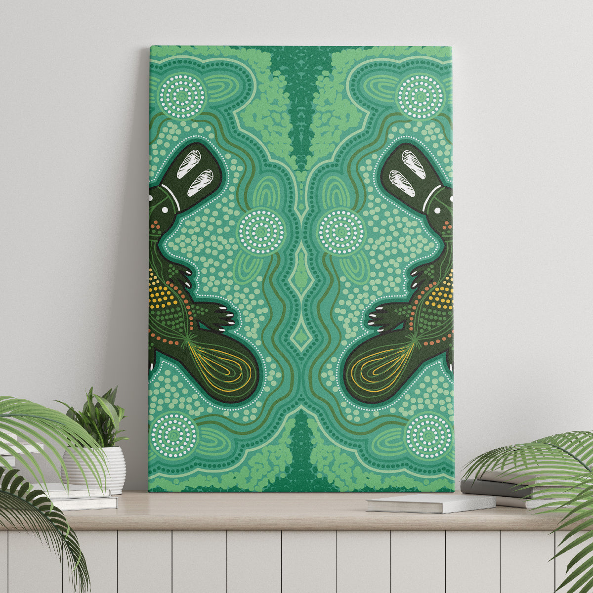 Aboriginal Dots Art Painting with Platypus Canvas Wall Art No 2