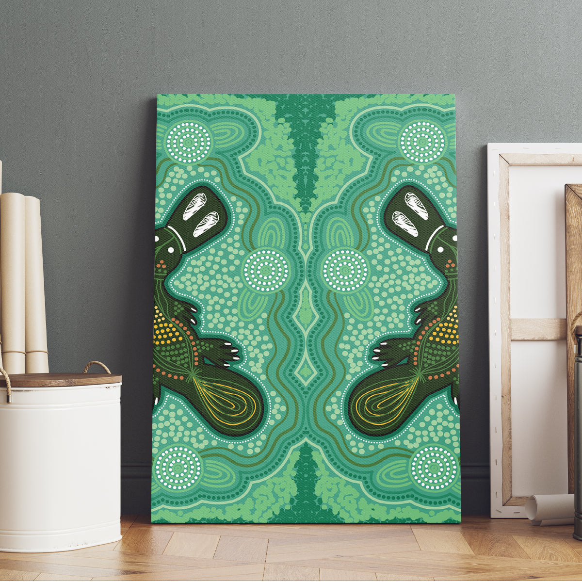 Aboriginal Dots Art Painting with Platypus Canvas Wall Art No 2
