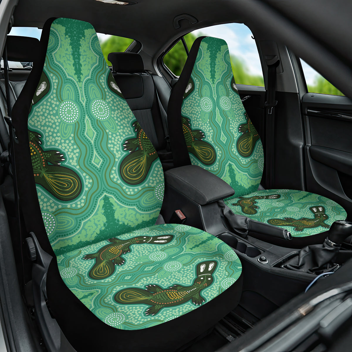 Aboriginal Dots Art Painting with Platypus Car Seat Cover No 2