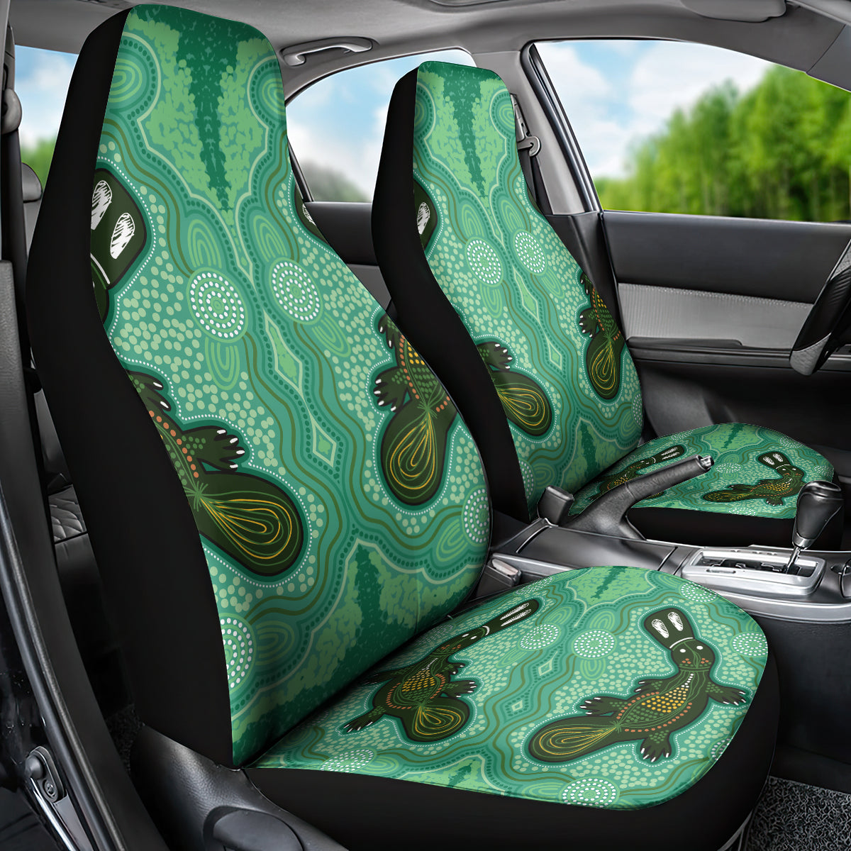 Aboriginal Dots Art Painting with Platypus Car Seat Cover No 2