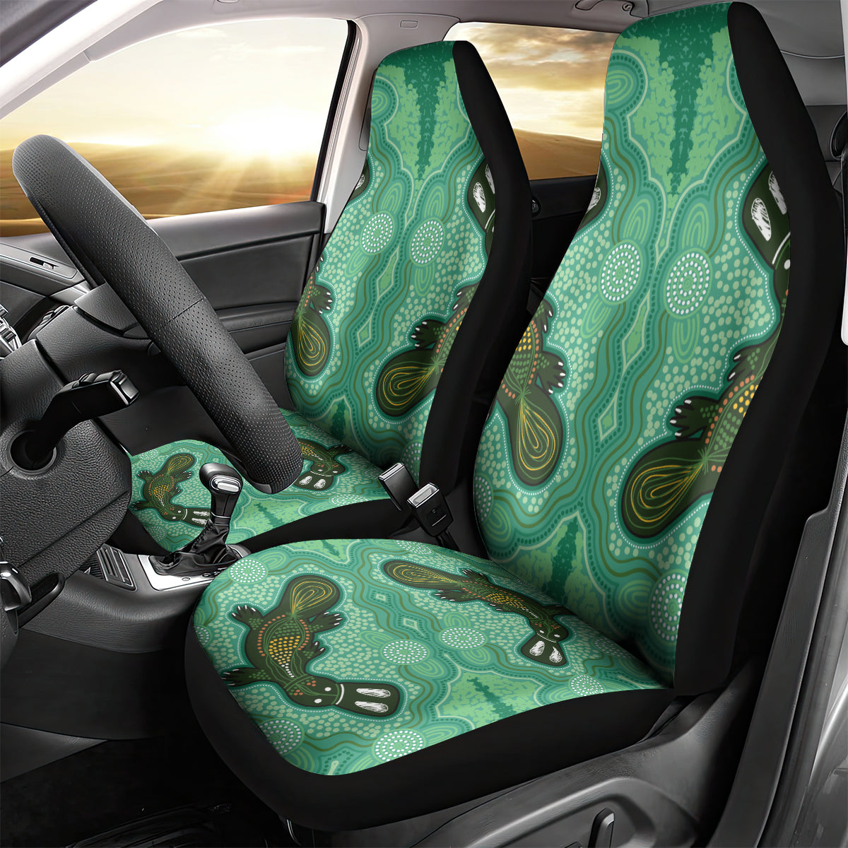 Aboriginal Dots Art Painting with Platypus Car Seat Cover No 2