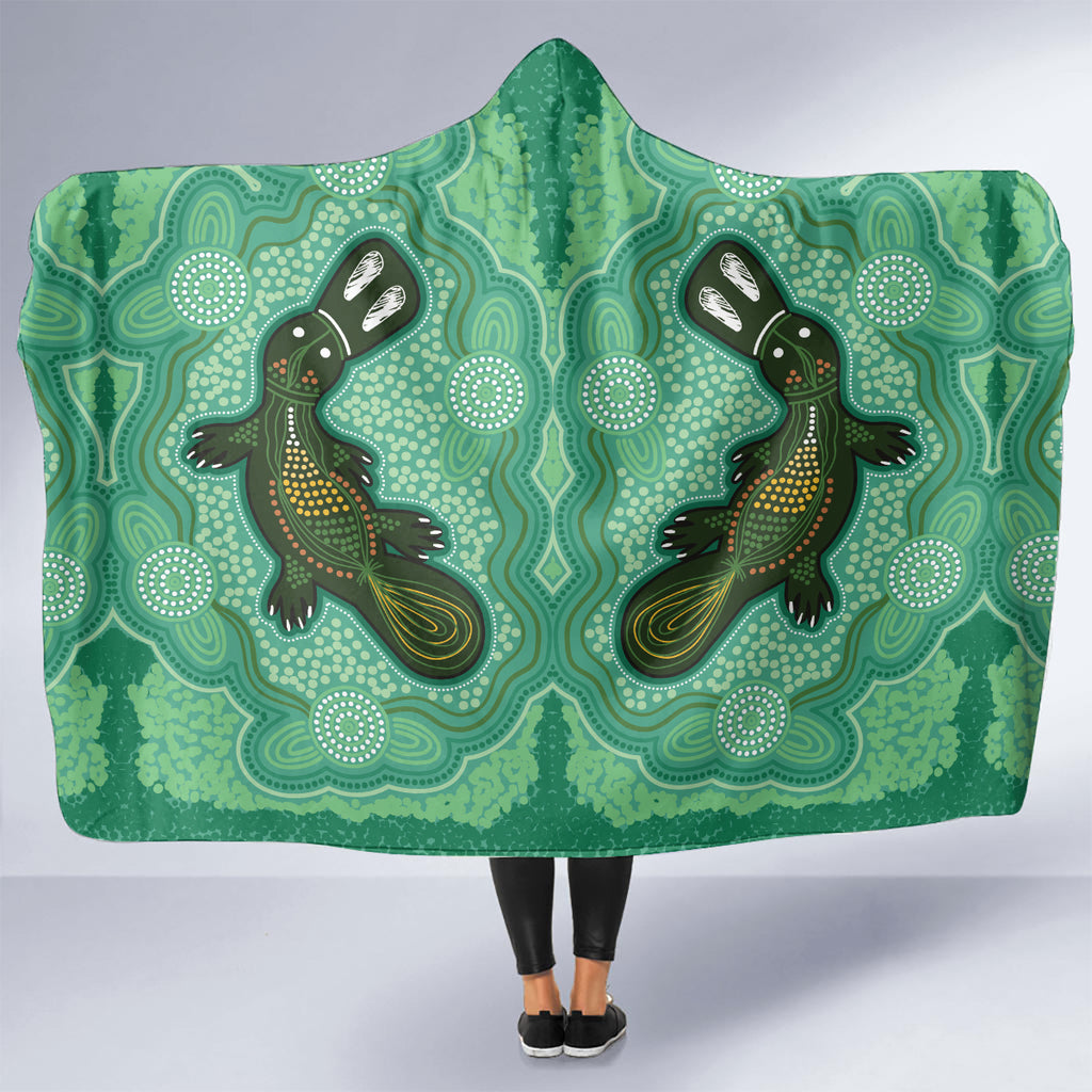 Aboriginal Dots Art Painting with Platypus Hooded Blanket No 2