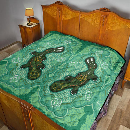Aboriginal Dots Art Painting with Platypus Quilt No 2