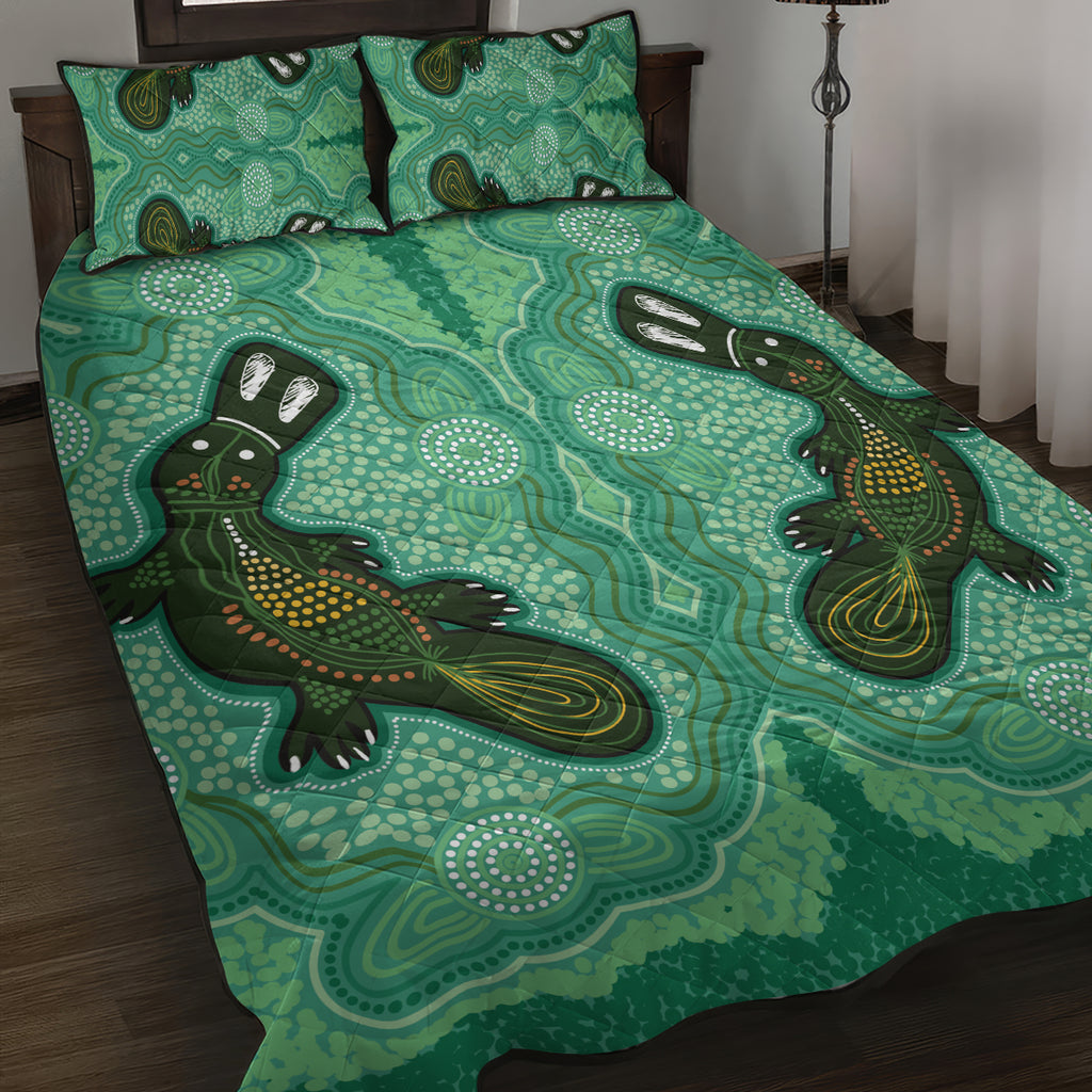 Aboriginal Dots Art Painting with Platypus Quilt Bed Set No 2