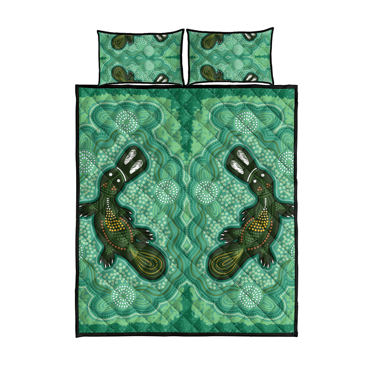 Aboriginal Dots Art Painting with Platypus Quilt Bed Set No 2
