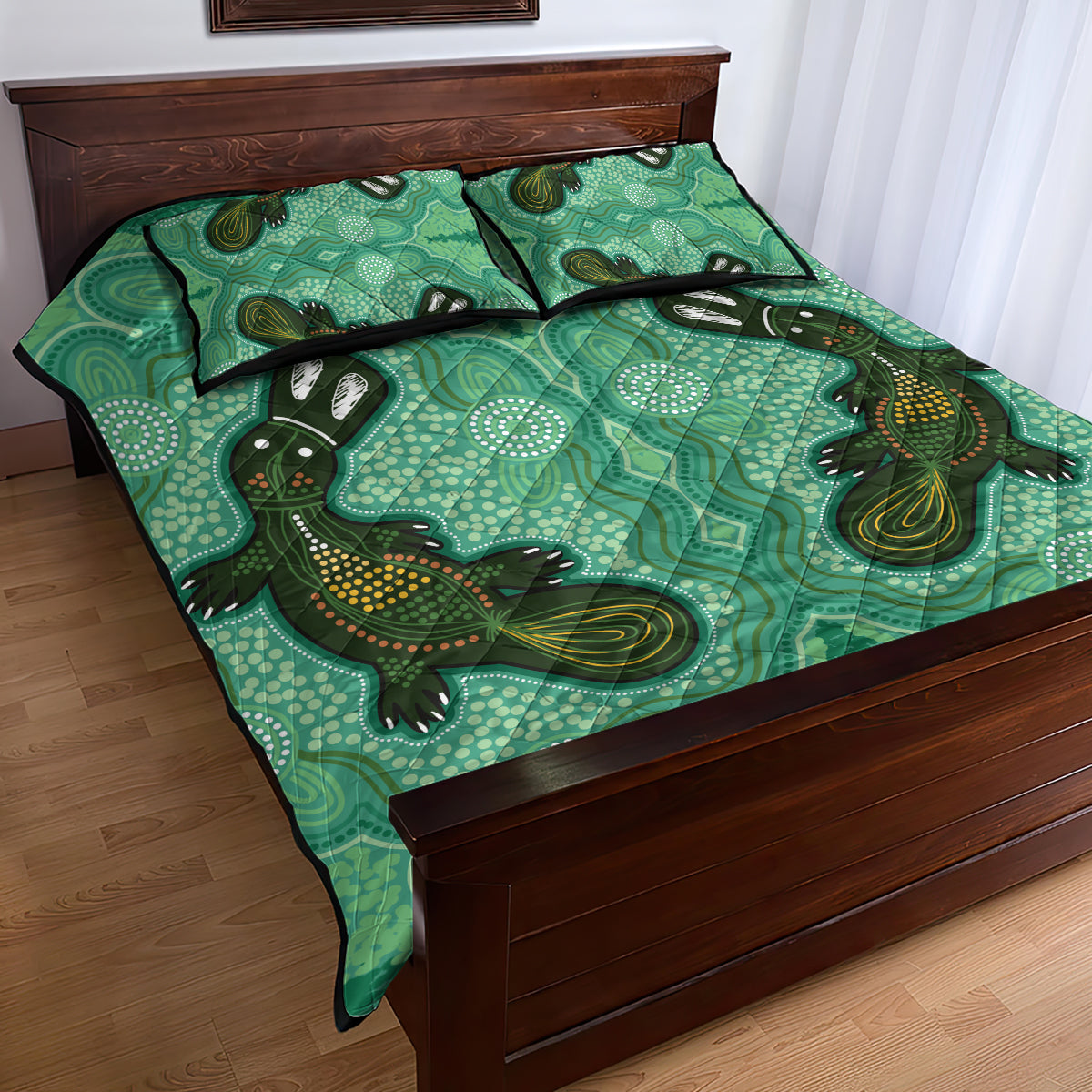 Aboriginal Dots Art Painting with Platypus Quilt Bed Set No 2