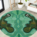 Aboriginal Dots Art Painting with Platypus Round Carpet No 2