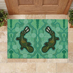 Aboriginal Dots Art Painting with Platypus Rubber Doormat No 2