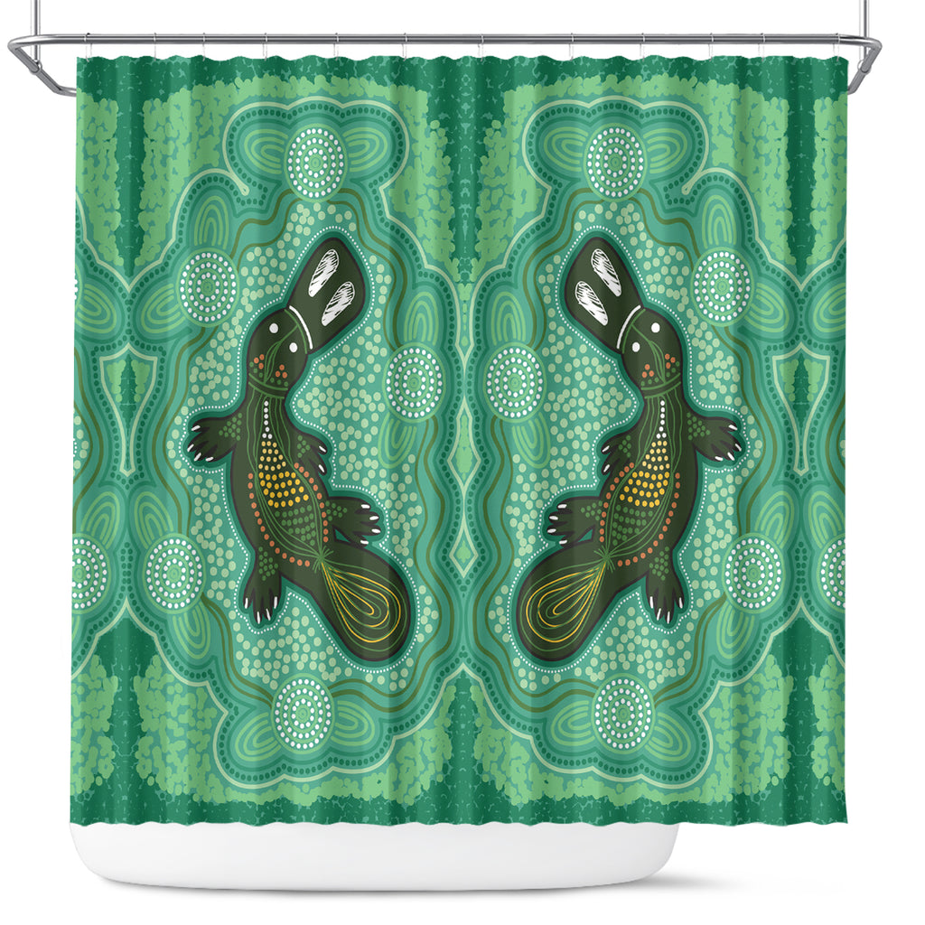 Aboriginal Dots Art Painting with Platypus Shower Curtain No 2