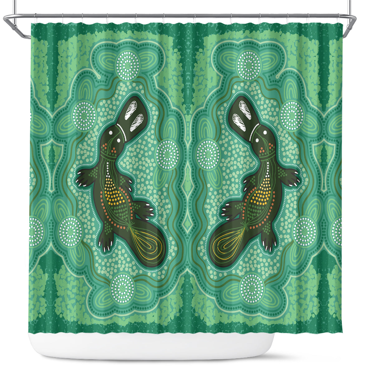Aboriginal Dots Art Painting with Platypus Shower Curtain No 2