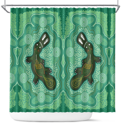 Aboriginal Dots Art Painting with Platypus Shower Curtain No 2