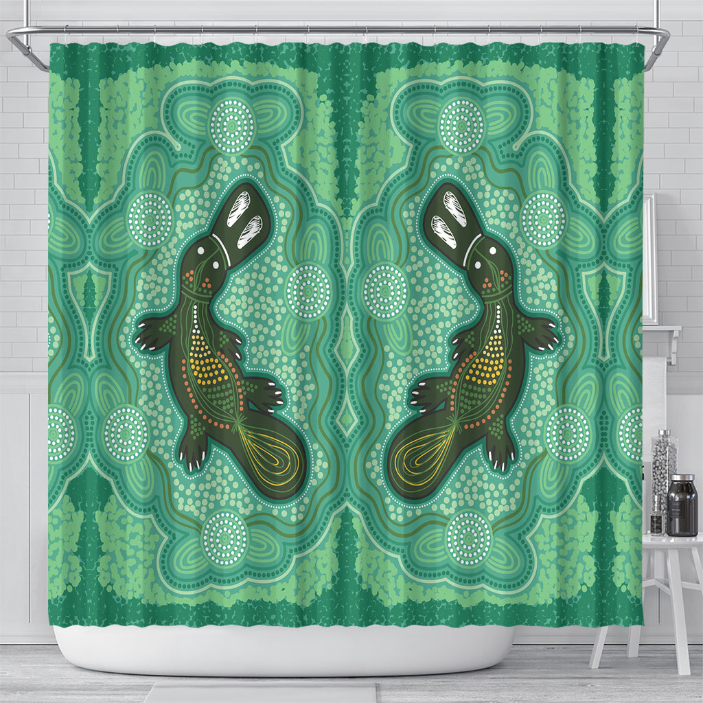 Aboriginal Dots Art Painting with Platypus Shower Curtain No 2