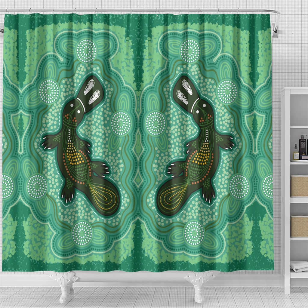 Aboriginal Dots Art Painting with Platypus Shower Curtain No 2