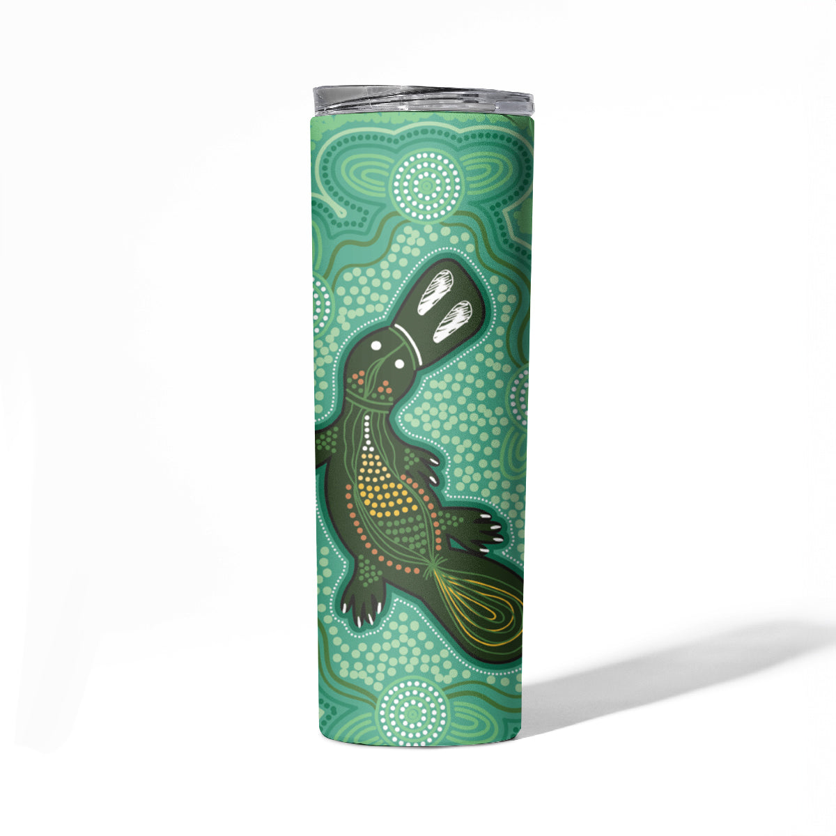 Aboriginal Dots Art Painting with Platypus Skinny Tumbler No 2