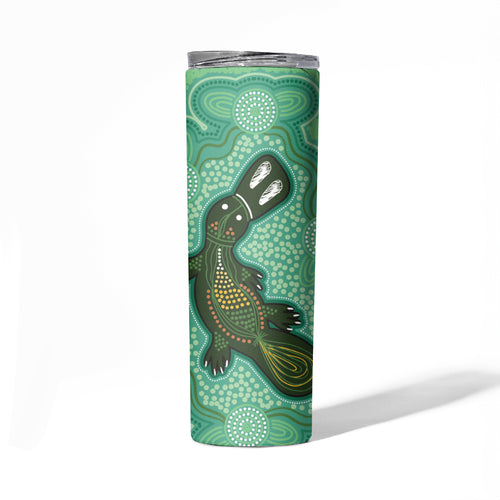 Aboriginal Dots Art Painting with Platypus Skinny Tumbler No 2