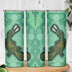 Aboriginal Dots Art Painting with Platypus Skinny Tumbler No 2