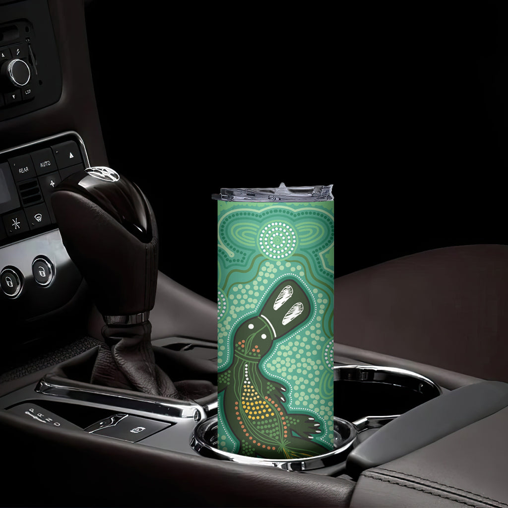Aboriginal Dots Art Painting with Platypus Skinny Tumbler No 2