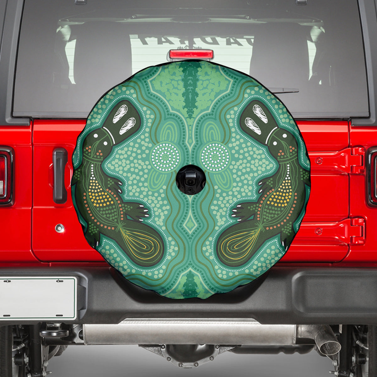 Aboriginal Dots Art Painting with Platypus Spare Tire Cover No 2