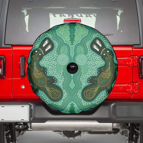 Aboriginal Dots Art Painting with Platypus Spare Tire Cover No 2
