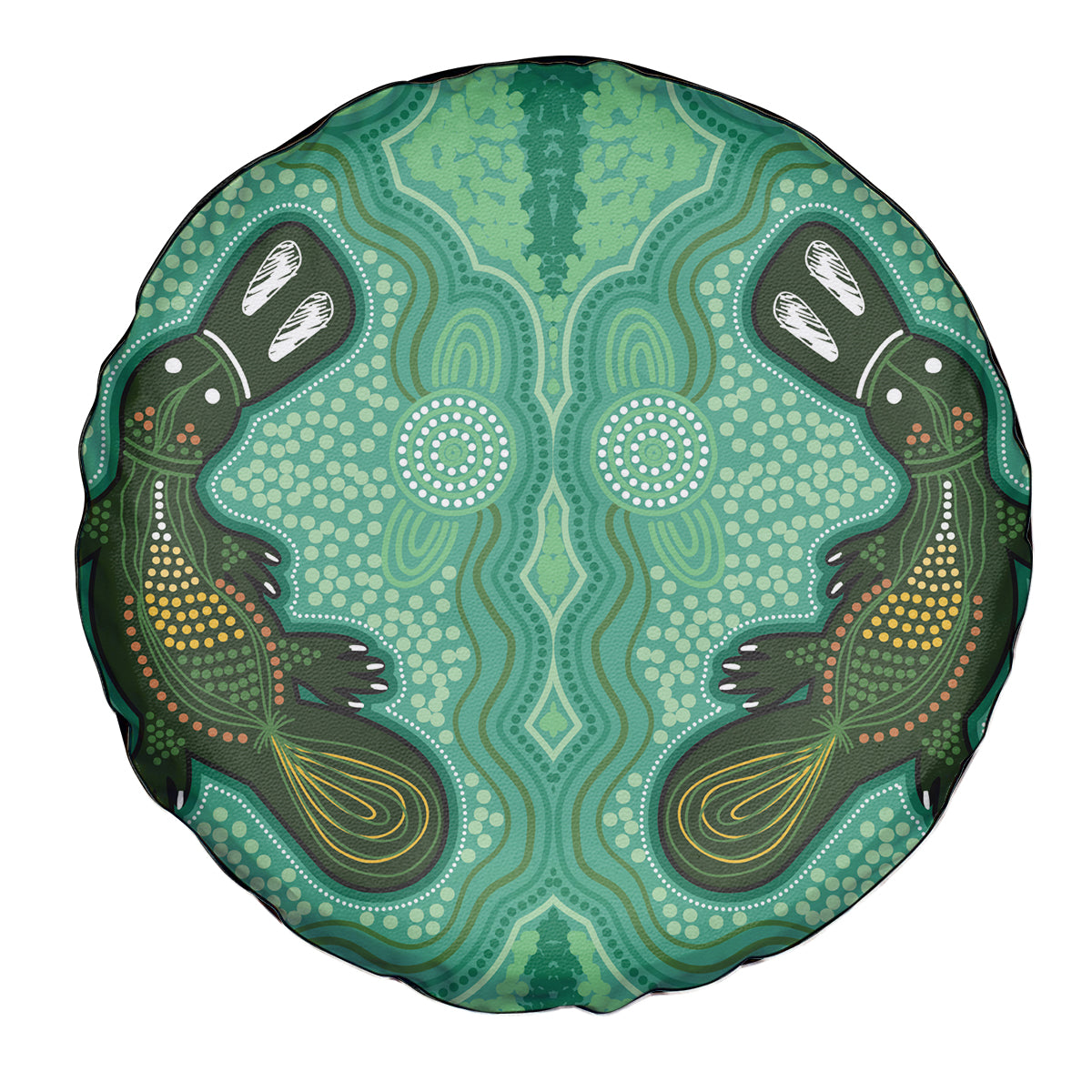 Aboriginal Dots Art Painting with Platypus Spare Tire Cover No 2