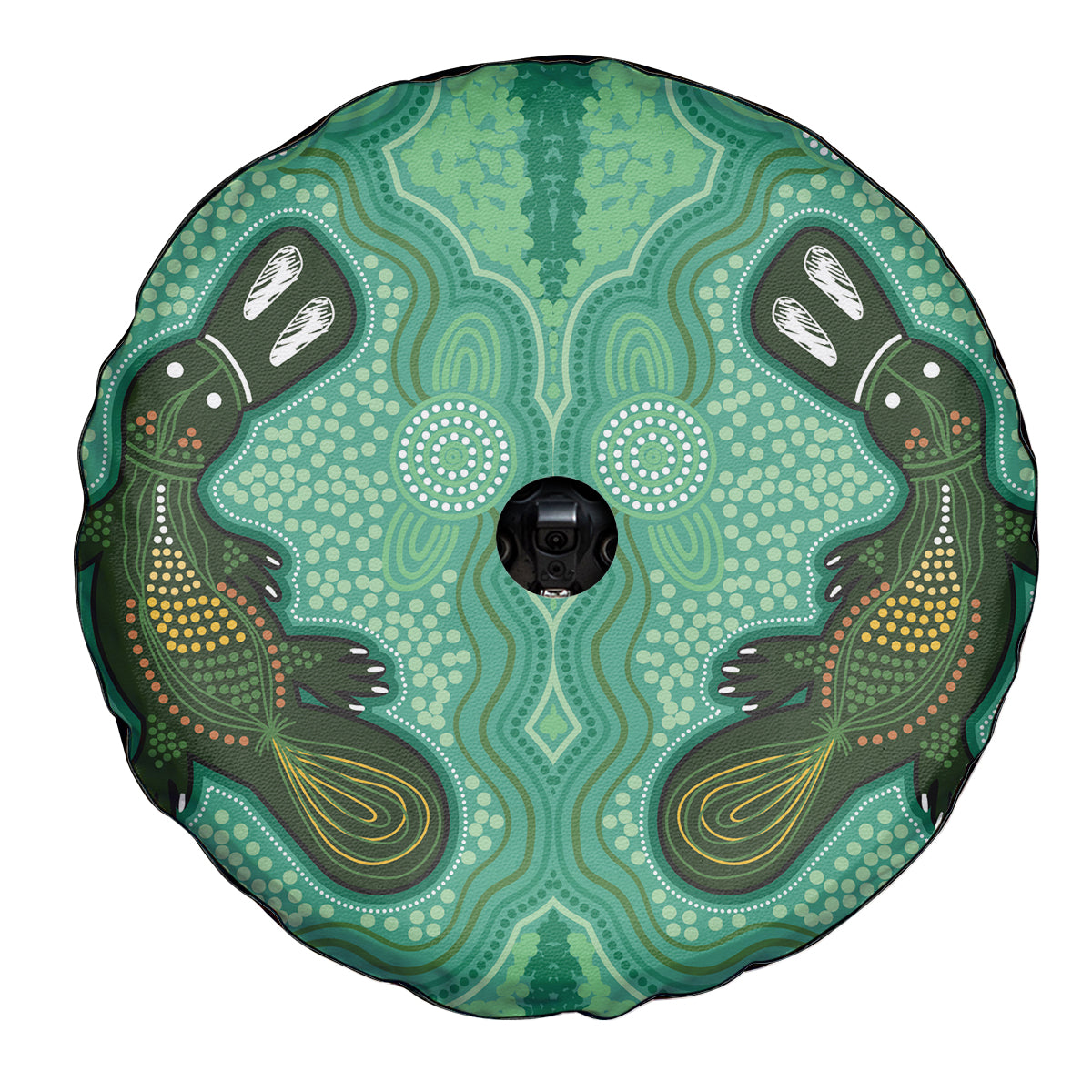 Aboriginal Dots Art Painting with Platypus Spare Tire Cover No 2
