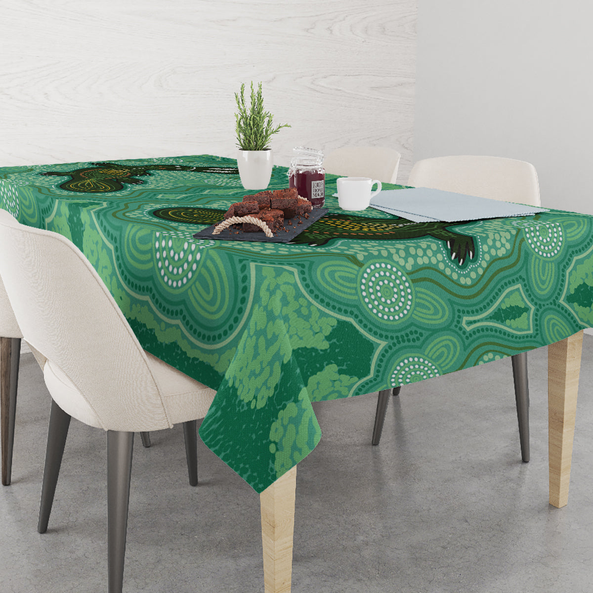 Aboriginal Dots Art Painting with Platypus Tablecloth No 2