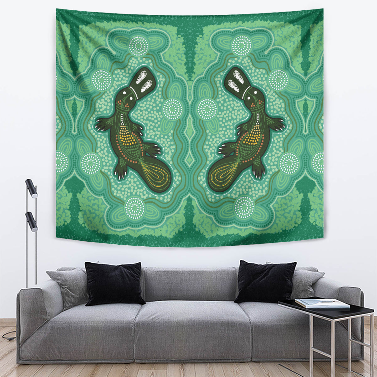 Aboriginal Dots Art Painting with Platypus Tapestry No 2